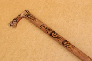 Vintage Cane Vintage Wood Walking Stick Hand Decorated Rustic Retro Mid-Century. - Picture 1 of 8