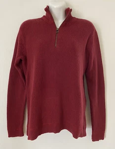 Polo Jeans Burgundy/Red Turtleneck 1/4 Zip Sweater Medium - Picture 1 of 5