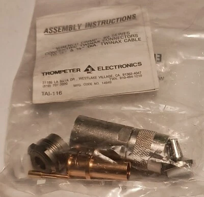 (5) New Trompeter Wrench Crimp 80 Series Concentric Twinax Connectors TAI-116 - Image 1 of 4