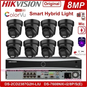 Hikvision 8CH 4K ColorVu System 8POE NVR DS-2CD2387G2H-LIU 8MP Camera Black Lot - Picture 1 of 17