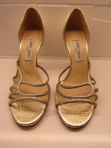 JIMMY CHOO Gold Silver Heels Pumps Shoes--Size 40 1/2--Excellent! - Picture 1 of 9
