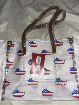 Dooney & Bourke Patriotic Duck USA Red White Blue Medium Shopper Clear NEW NWT - Image 1 of 4