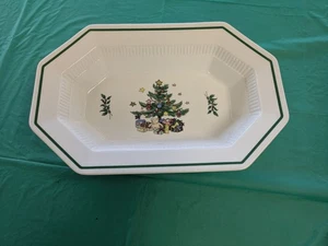 NIKKO CHRISTMASTIME OCTAGON Serving Bowl Vegetable Dish 10.5" Vintage Made Japan - Picture 1 of 8