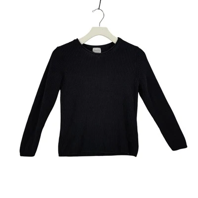 Suéter Chicos Negro Seda Algodón Tejido Mujer 1 EE. UU. Mediano Manga Larga Crew Crop Foto 1 de 4