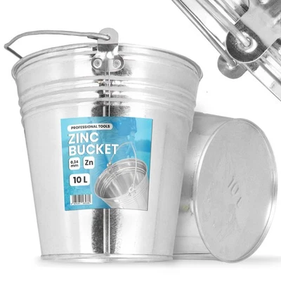 Eimer 10L Metalleimer Wassereimer Zinkeimer Blecheimer Verzinkt Baueimer Garten - Bild 1 von 4