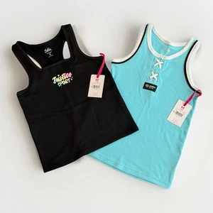 Justice Blue Lace Up & Black Knit Ribbed Tank Tops Lot of 2 Girls Medium 10 NEW - Picture 1 of 20