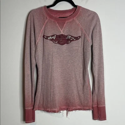 Harley-Davidson Women's Heavily Distressed Long Sleeve Tee Size Small - Image 1 of 4