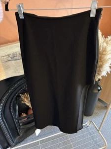 Black Midi Skirt With Thigh Split - Picture 1 of 3