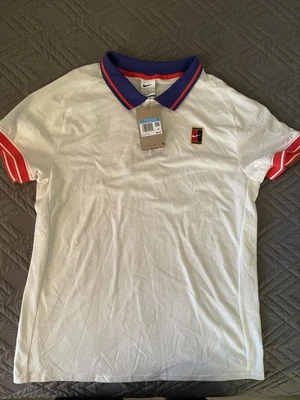 NWT Nike NikeCourt Heritage Ivory/Crimson Tennis Polo FQ2101-110 Mens Size M - Image 1 of 4