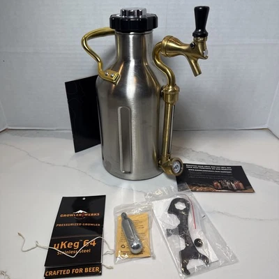 GrowlerWerks uKeg 64 Carbonated Growler  Stainless Steel Portable Mini Keg Used - Image 1 of 4