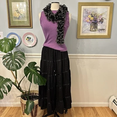 Camiseta sin mangas vintage púrpura talla grande caprichosa metálica seda hada bruja años 90 80 Foto 1 de 4