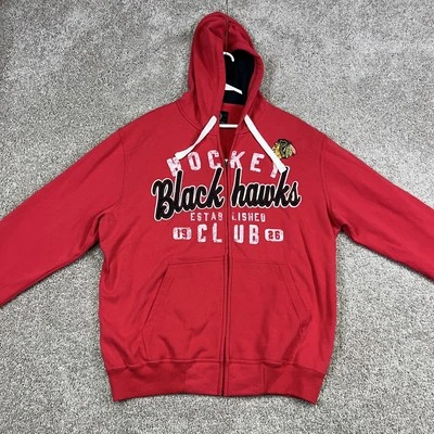 Chicago Blackhawks Sudadera con Capucha Para Hombres Grande Roja NHL Hockey Cremallera Sudadera Club 1926 Foto 1 de 4