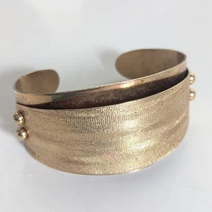 Vintage Estate Emmons Gold Tone Textured Mid Century Modern Cuff Bracelet - Picture 1 of 5