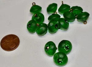 3 BEAUTIFUL BUTTONS DARK GREEN HI DOME OLD GLASS MADE WITH SWAROVSKI - Picture 1 of 1