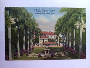 Verbreiterung Brunnen und Clubhaus Rasen Hialeah Rennstrecke FL Vintage Postkarte - Bild 1 von 2