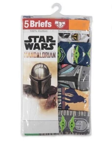 Boys Star Wars The Mandalorian Briefs Size 8 Package of 5 Yoda Grugo New - Picture 1 of 4