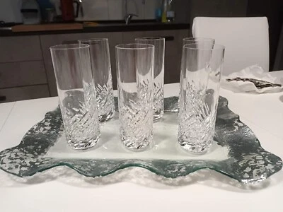 Set 6 bicchieri cristallo Highball + vassoio IVAT anni ’80, Made in Italy - Immagine 1 di 4