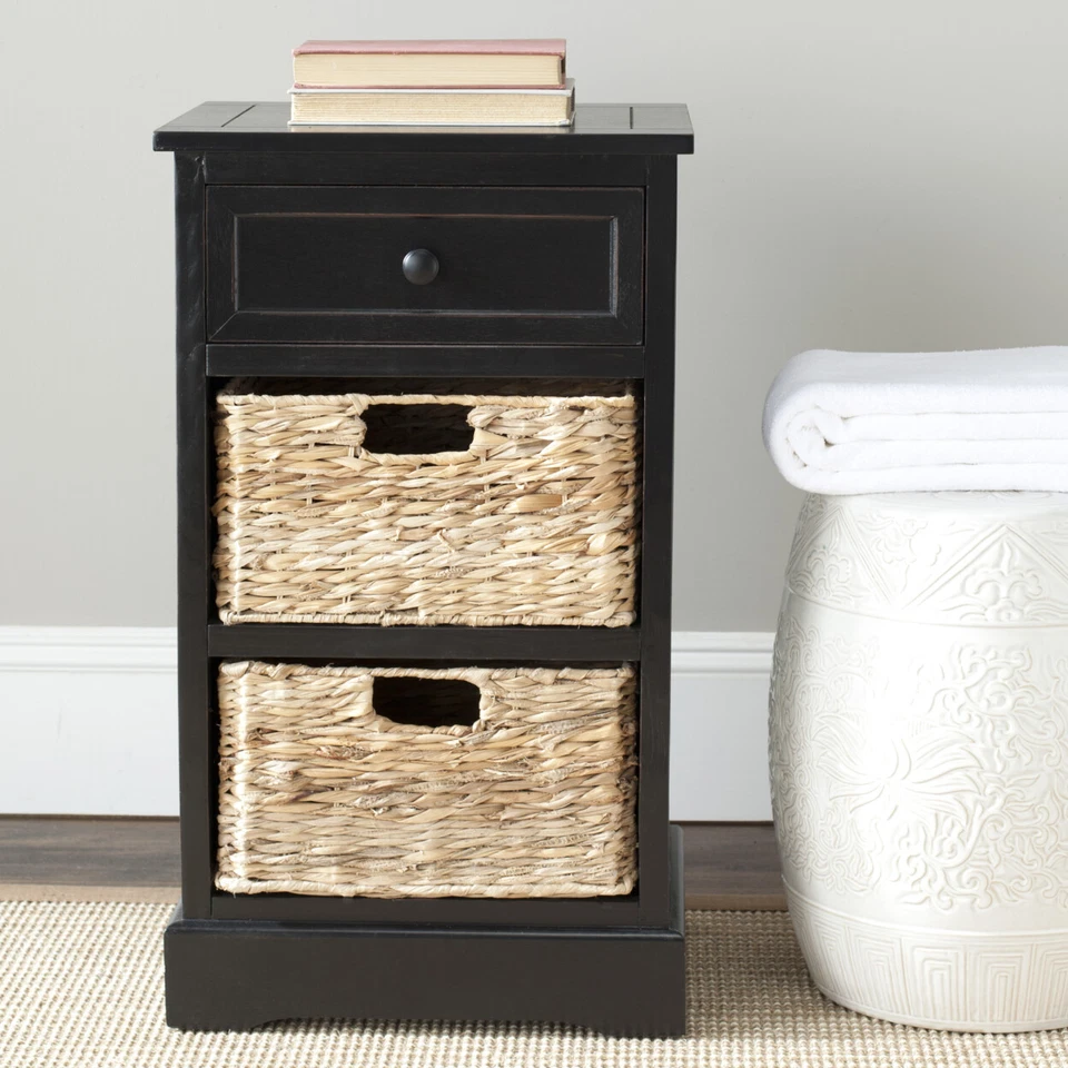 Safavieh Milan Side Storage End Table Amh5700 Finish Distressed Black