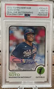 Juan Soto Real One AUTO 2022 Topps Heritage PSA 9 AUTO 10 POP/2 Ninguno Superior - Imagen 1 de 4