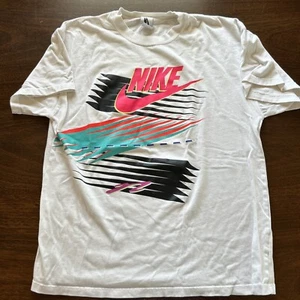NIKE T-Shirt Men’s Small White Neon AIR MAX Retro 80s Style FLAW READ - Picture 1 of 7