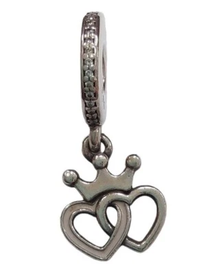 💎 CHARM CIONDOLO PANDORA  CUORI CORONATI  2 CUORI CORONA ORIGINALE S925 ALE  - Immagine 1 di 4