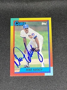 Carta negoziata firmata Mike Harkey Chicago Cubs 1990 Topps #36T ~ COA - Foto 1 di 3
