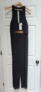 Lipsy London Love Michelle Sz 10 Long Romper Jumpsuit Wide Leg Black MSRP:$139 - Picture 1 of 11