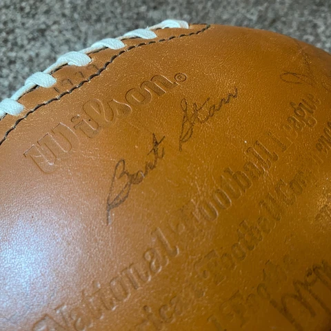 1979 Green Bay Packers Stamped Signature Wilson Football Bart Starr James Lofton Cover