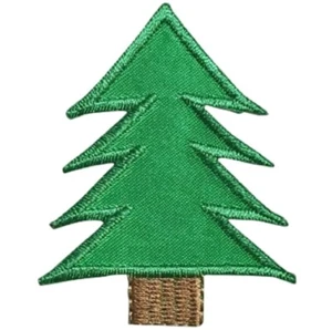 Pine Tree Applique Patch - Evergreen Conifer Christmas Tree Embroidered Badge - Picture 1 of 1