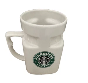 Vintage starbucks cofee white Ceramic  Mug black Mermaid Logo cup Rare unique - Picture 1 of 4