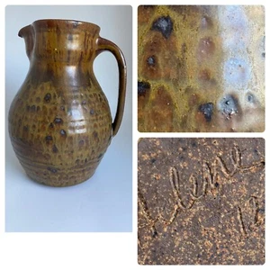 Vtg 1972 Helene Stoneware Pottery Brown Pitcher - Picture 1 of 23