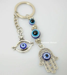 Blue Evil Eye Hamsa Hand Keychain Blessing Protection Buena Suerte Good Luck - Picture 1 of 6