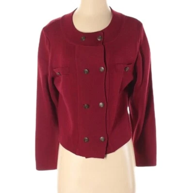 Suéter Cárdigan Rojo Austin Reed Talla S Doble Pecho Mezcla Lana Cuello Redondo Foto 1 de 4