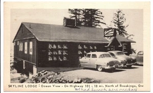 Postal Skyline Lodge Ocean View Hwy 101 Brookings Oregon 1953 - Imagen 1 de 2