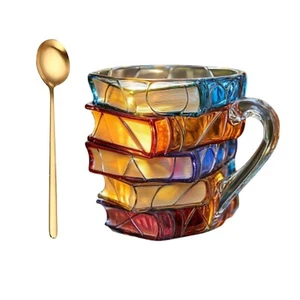 Tazza da caffè letteraria retrò dipinta a mano forma di libro per amante della lettura - Foto 1 di 8