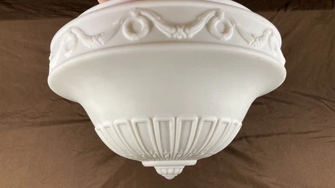 Vtg Antique Art Deco Glass Ceiling Light 3 Chain Fixture Shade Victorian Pendant Cover