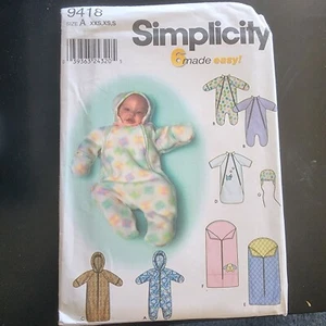 Pattern Baby Infant Buntings Hat and Blanket Bunting Size XXS-S Simplicity 9418 - Picture 1 of 2