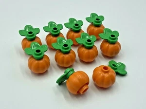 Lego 10 orange Kürbis-hellgrüne runde Blätter/Mini Figuren Halloween Set - Bild 1 von 4