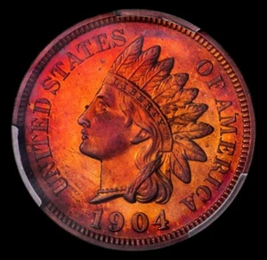 1904 Proof Indian Head Penny PCGS PR63RB CAC Monster Toned Electric Color - Picture 1 of 5