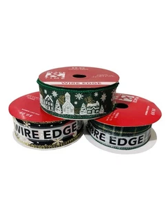 Place And Time Mixed Holiday Ribbon 1.5" and 10yd Each, Wide Edge Lot Of (3) NEW - Picture 1 of 8