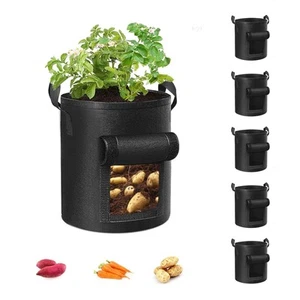 5-Pack 10 Gallon Potato Grow Bags, Garden Planting Bag with Reinforced Handle... - Picture 1 of 7