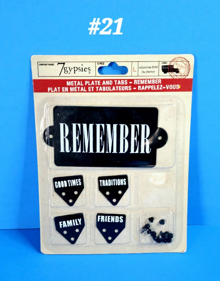 RETIRADO RARO 7 PLACAS Y PESTAÑAS DE METAL GITANOS RECORDAR ADORNOS DE ÁLBUM DE RECORTES #21 Foto 1 de 1