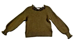 Suéter Suéter Madewell Mujer M Verde Tejido Acogedor Volantes Cuello Mezcla Lana Merino - Imagen 1 de 15