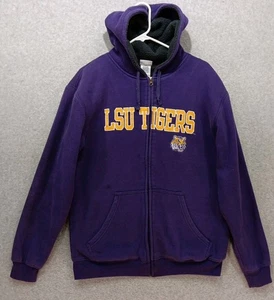 LSU Tigers Adult Size M Purple Full Zip Jacket  Heavy Hoodie Embroidered # - Picture 1 of 17
