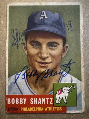 BOBBY SHANTZ 1953 TOPPS #225 AUTOGRAPHED Card - Philadelphia Athletics - Image 1 of 3