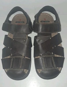 Sandalias Wrangler para hombre talla 8 cuero marrón sin cordones espuma viscoelástica zapatos informales - Imagen 1 de 9