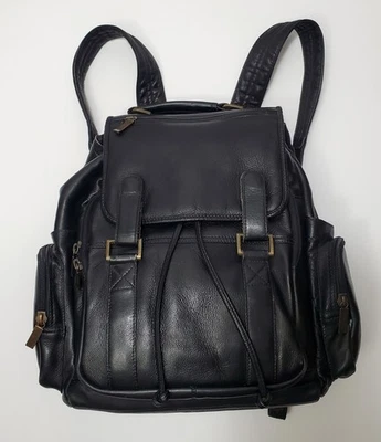 Claire Chase Sierra Uptown Black Leather Rucksack Backpack Laptop Bag - Image 1 of 4