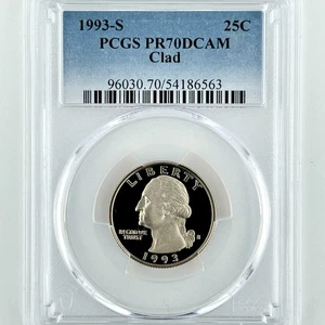 1993 S Washington Quarter PR 70 DCAM PCGS Clad 25c Best Top Grade Free Shipping - Picture 1 of 8