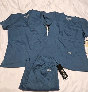 Women's 3 Piece Grey’s Anatomy By Barco XS Active Scrub Set Bahama Blue Green - Picture 1 of 8