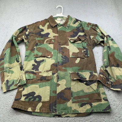 Vintage US Army Shirt Mens Small Long Woodland Camo BDU Ripstop Military 90s - Image 1 of 4